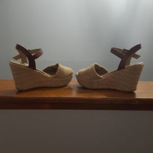 Khaki/Gold Canvas Espadrilles